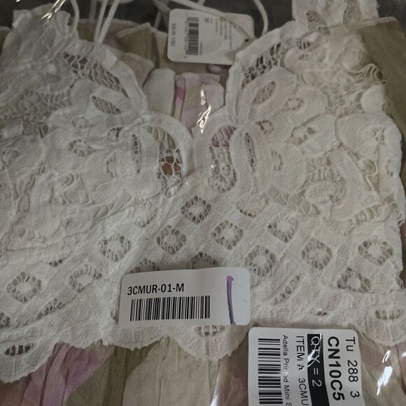 Free People Size Medium Adella Plaid Lace Mini Babydoll Aline Slip Dress - Picture 3 of 3